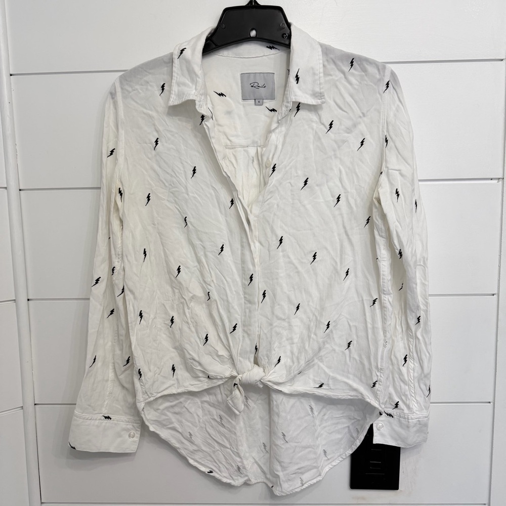 Rails Taylor White Flocked Lightning Button Down Long Sleeve Shirt 23111 - Picture 4 of 10